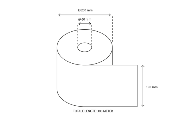Rouleau d’essuie-mains Midi 1 couche 300 mètres recyclé | 6 pcs