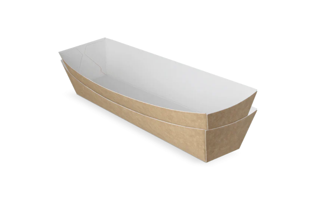 Barquette à saucisses A16 kraft/Blanc | 400 pcs