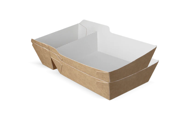 Barquette à frites A20 | A14+1kraft/Blanc | 400 pcs