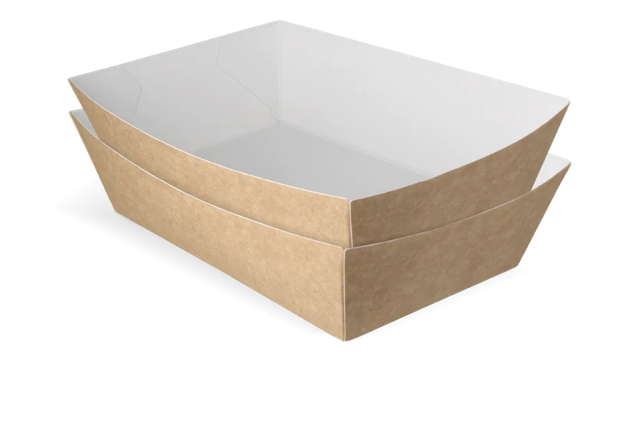 Barquette à frites A50 kraft/Blanc | 400 pcs