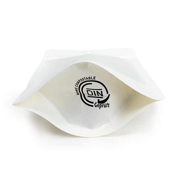 Doypack Blanc Compostable à Domicile 15x9x23cm - 100 pcs