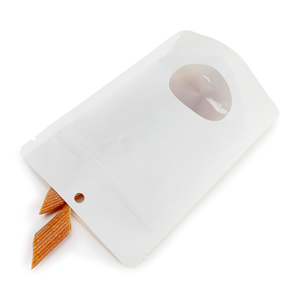 Doypack Blanc Compostable à Domicile avec Fenêtre Ovale 10x6x15cm - 100 pcs