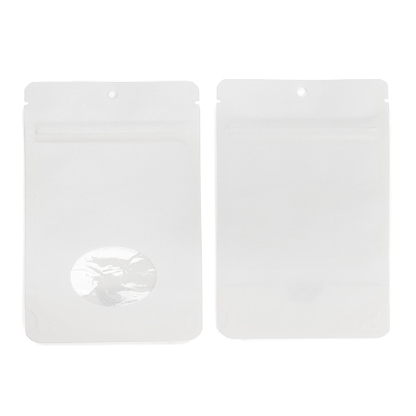 Doypack Blanc Compostable à Domicile avec Fenêtre Ovale 10x6x15cm - 100 pcs