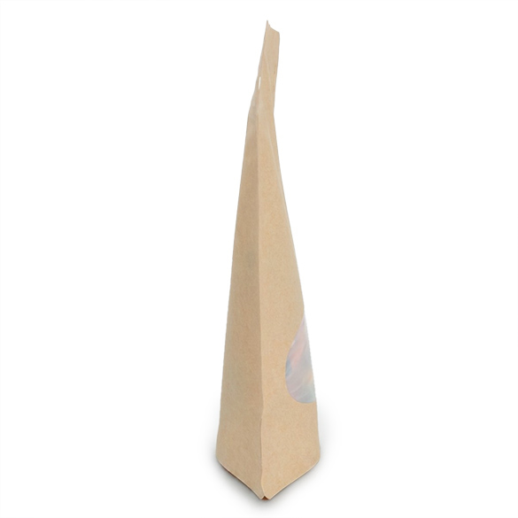 Doypack Kraft Compostable à Domicile avec Fenêtre Ovale et Fermeture Pocket 13x8x20,5cm - 100 pcs