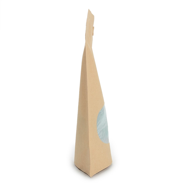 Doypack Kraft Compostable à Domicile avec Fenêtre Ovale et Fermeture Pocket 15x9x23cm - 100 pcs