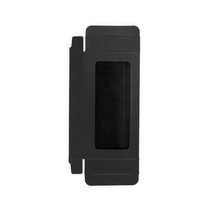 Black Gift Boxes Window Box w/ attached window 70x21x138 mm