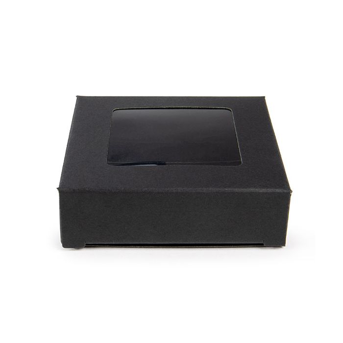 Boîte noire kraft à fenêtre 7x2.1x6.8 cm - 25 pièces