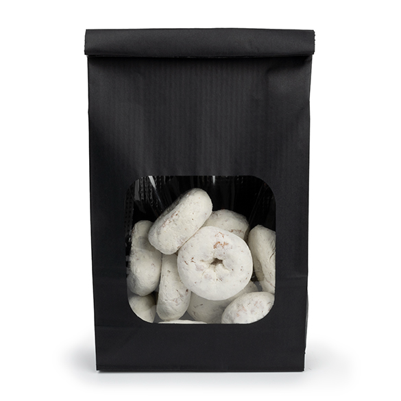 Sacs Kraft Noirs avec Fenêtre et Fermeture Tin-Tie 15,2x7x26,7cm - 100 pcs