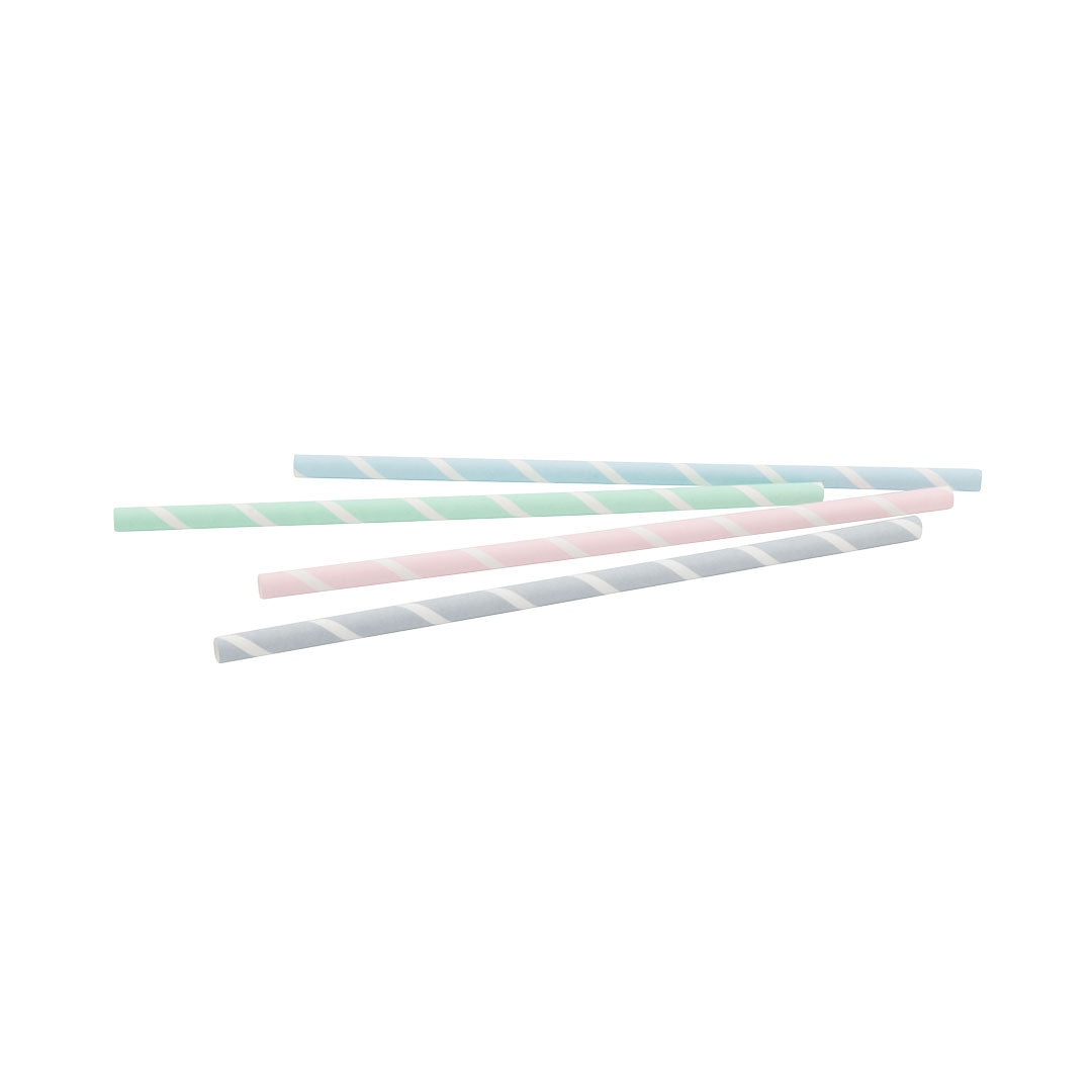 Jumbo Drinking Straws Paper 23 cm, Ø 0.8 cm Pastel Striped (3450 pieces) [GB
