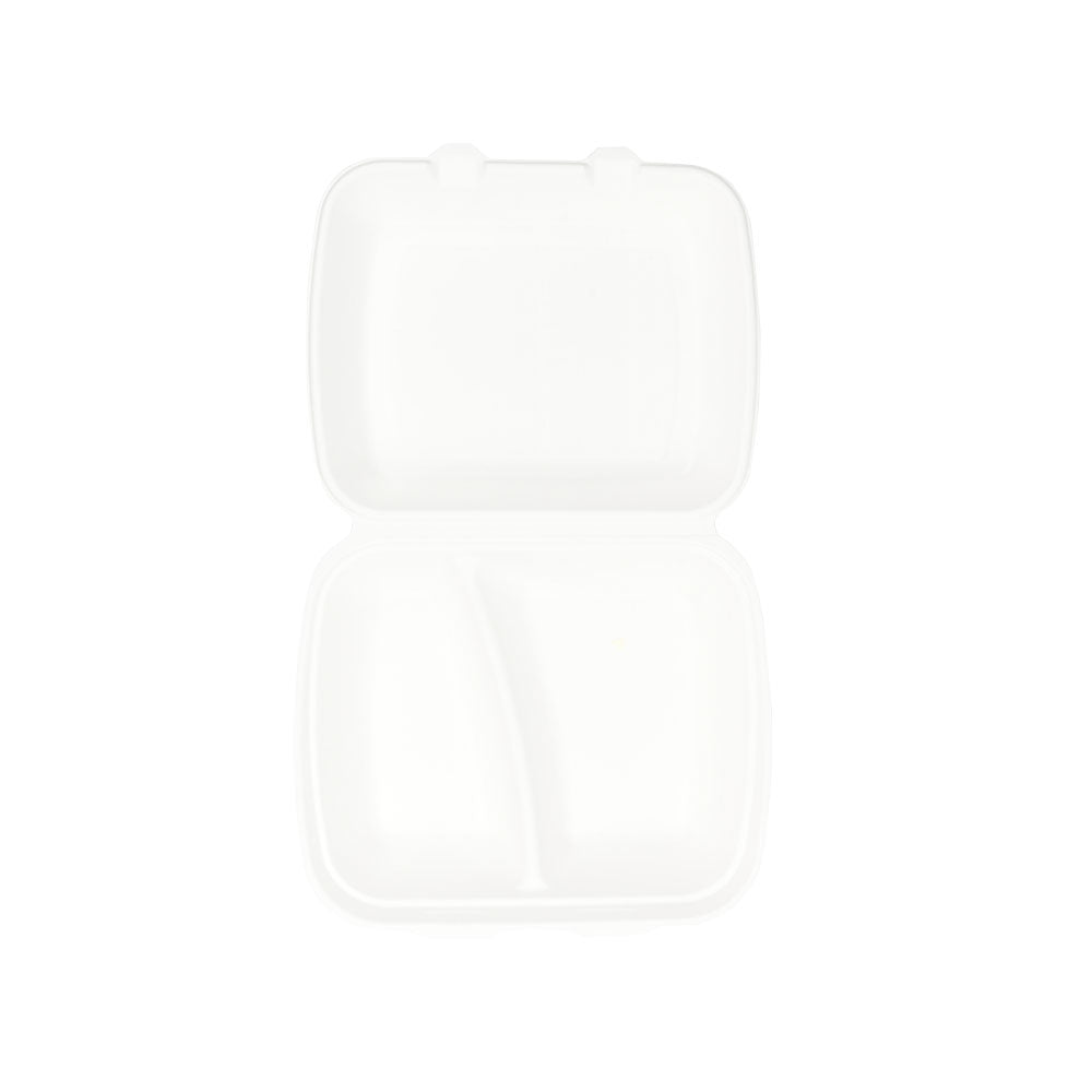 Plateau à menu avec couvercle Canne à sucre à 2 branches 25x20x7,5 cm - 200 pièces