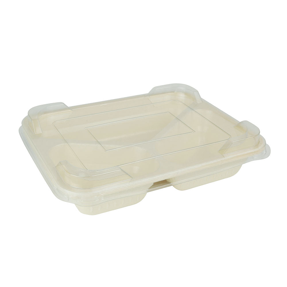 Barquette à 3 compartiments, cellulose 950 ml, 25 x 17.7 x 4.5 cm - 220 pièces