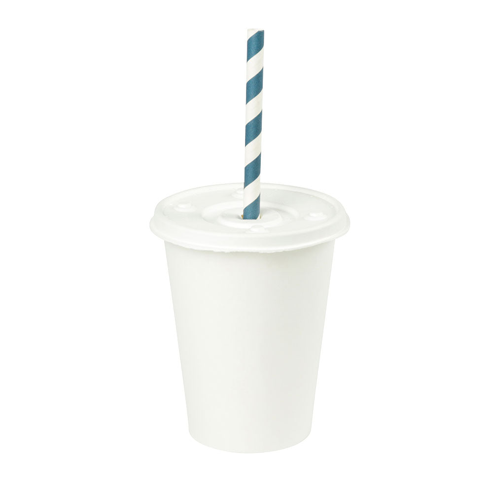 Couvercle plat en papier Ø 90 mm blanc - avec insertion pour paille - 1000 pièces