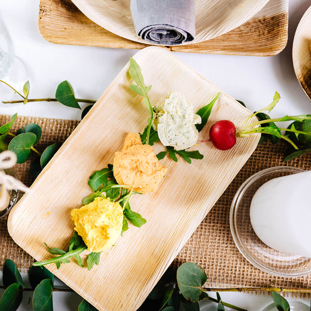 Assiette rectangulaire Palm Leaf 25x15cm - 200 pièces