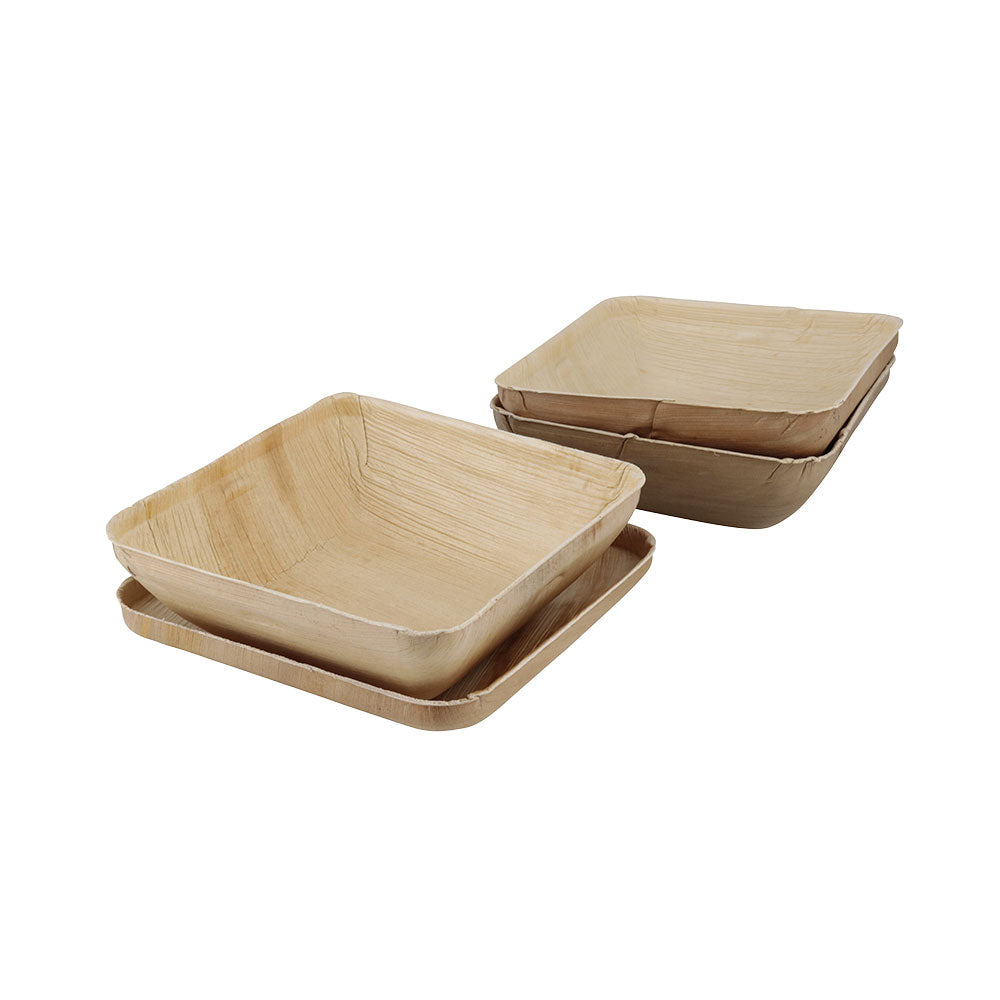 Bols Palmware® 18x5x18 cm 800 ml, avec couvercles carrés - 60 pièces