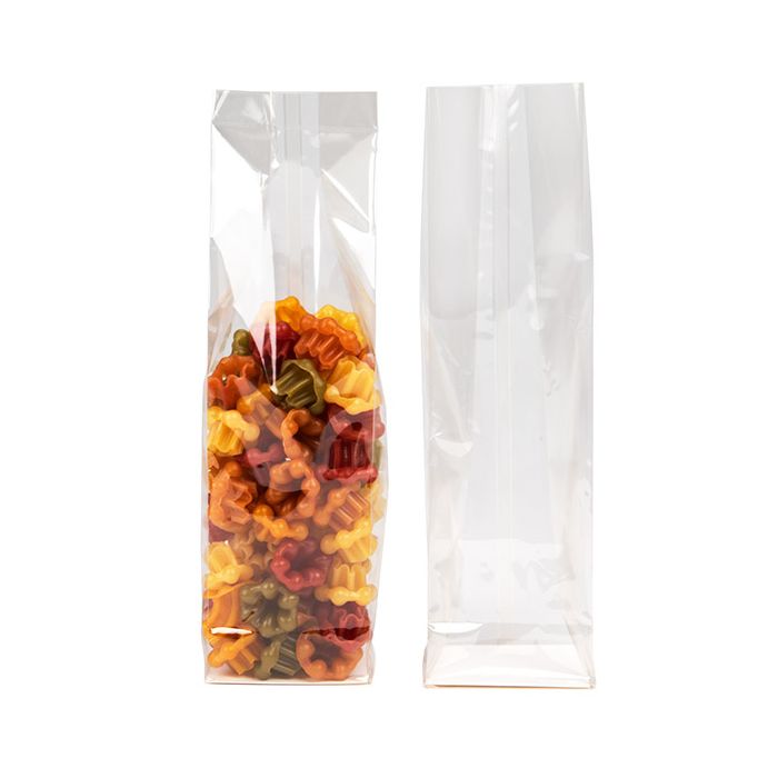 Sachet à soufflet à fond plat compostable à domicile 70x51x254 mm avec insert en papier - 100 pièces