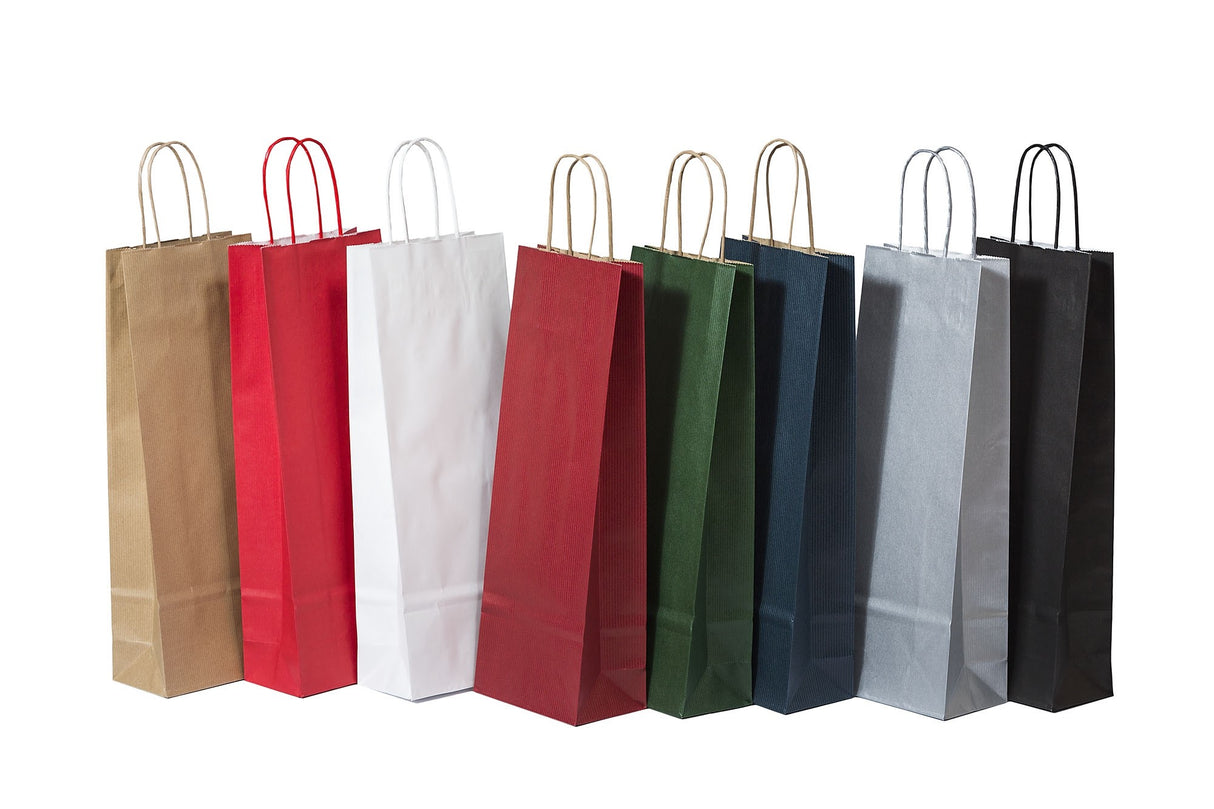 Sacs à vin en papier Vert foncé, 140x80x390mm - 50 pcs