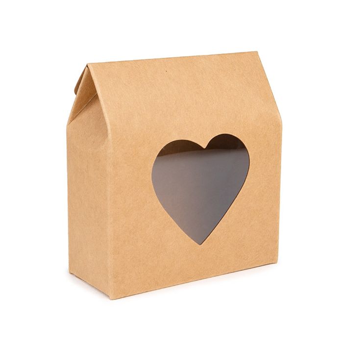 Boite Kraft Avec fenêtre en forme de cœur 89x38x102 mm - 25 pièces