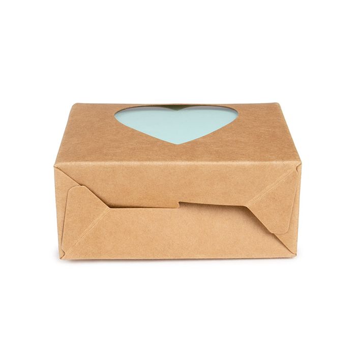 Boite Kraft Avec fenêtre en forme de cœur 89x38x102 mm - 25 pièces