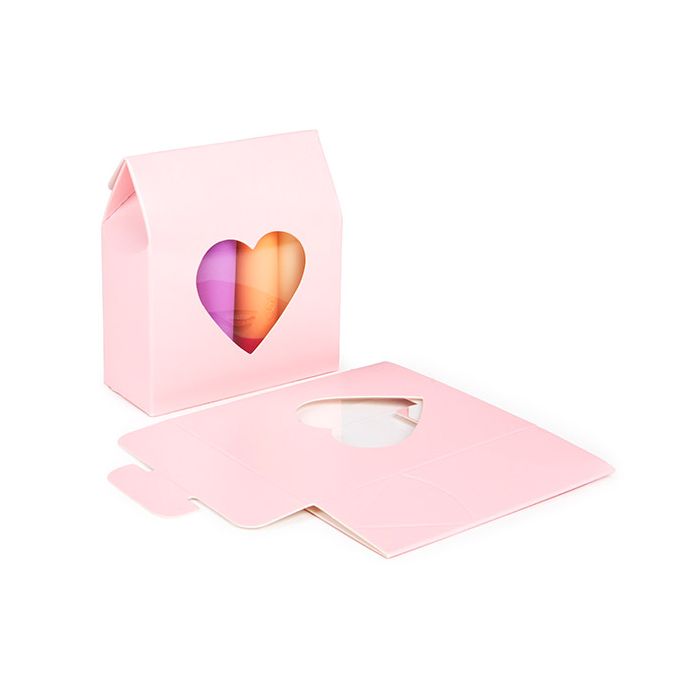 Boite Kraft Rose Avec fenêtre en forme de cœur 89x38x102 mm - 25 pièces