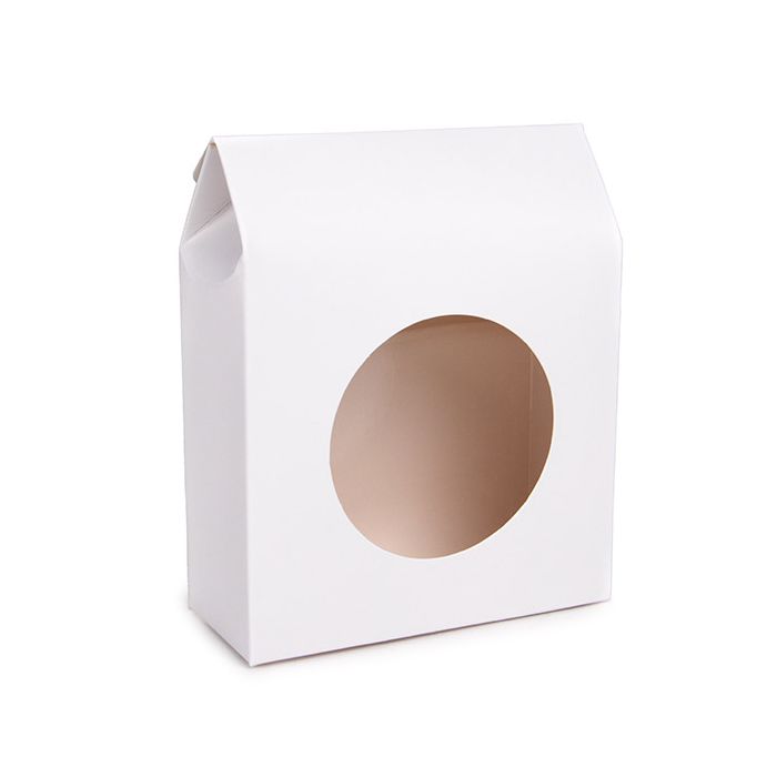 Boite Kraft Blanc Avec fenêtre ronde 105x44x133 mm - 25 pièces