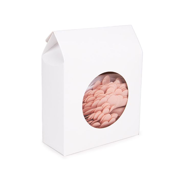 Boite Kraft Blanc Avec fenêtre ronde 105x44x133 mm - 25 pièces
