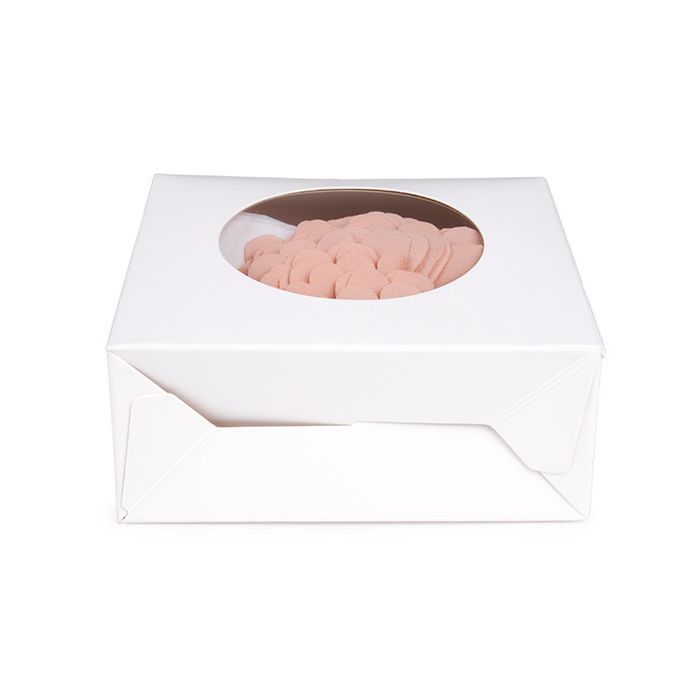 Boite Kraft Blanc Avec fenêtre ronde 105x44x133 mm - 25 pièces