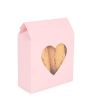 Boite Kraft Rose Avec fenêtre en forme de cœur 105x44x133 mm - 25 pièces
