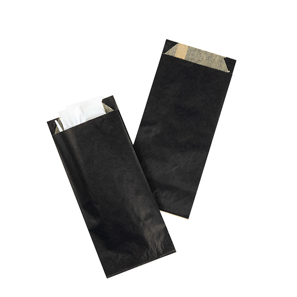 Sacs en Papier Noirs Résistants à la Graisse 8,9x2,9x19,7cm - 100 pcs