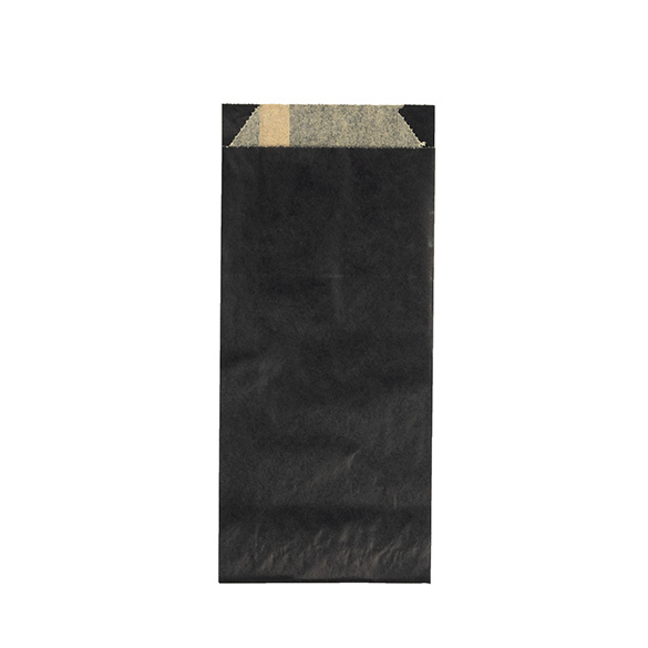 Sacs en Papier Noirs Résistants à la Graisse 8,9x2,9x19,7cm - 100 pcs