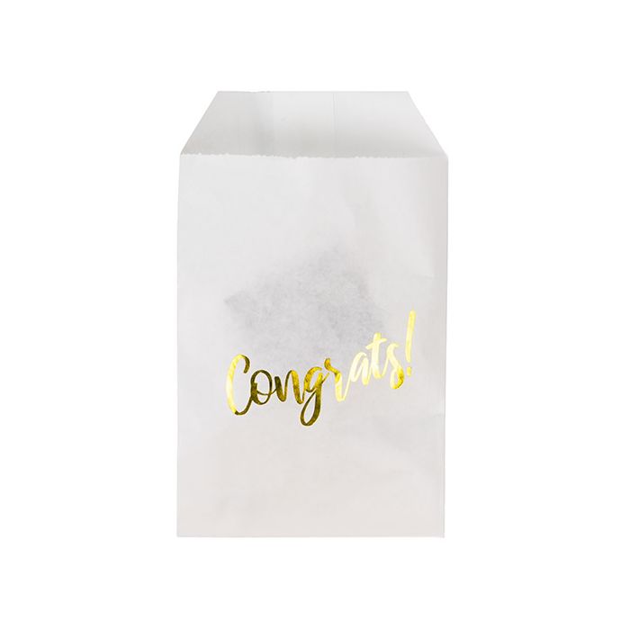 Paper Bags White with Gold Congrats 7,6x12,7 cm - 100 pieces
