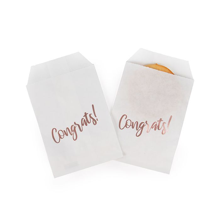 Paper Bags White with Rose Gold Congrats 7,6x12,7 cm - 100 pieces