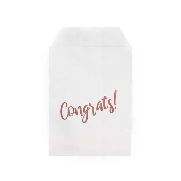Paper Bags White with Rose Gold Congrats 76x127 mm