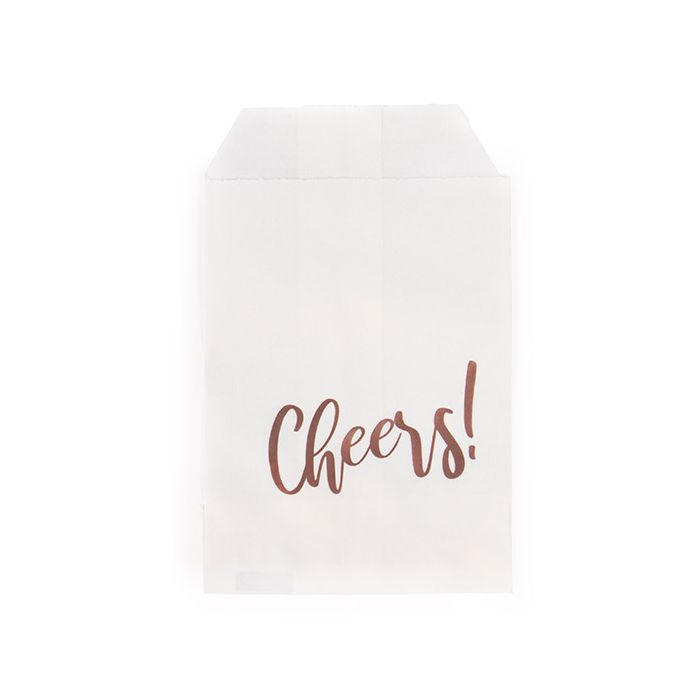 Paper Bags White with Rose Gold Cheers 76x127 mm