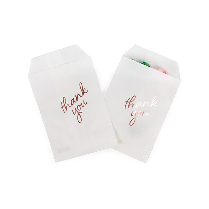 Paper Bags White with Rose Gold Thank You 7,6x12,7 cm - 100 pieces