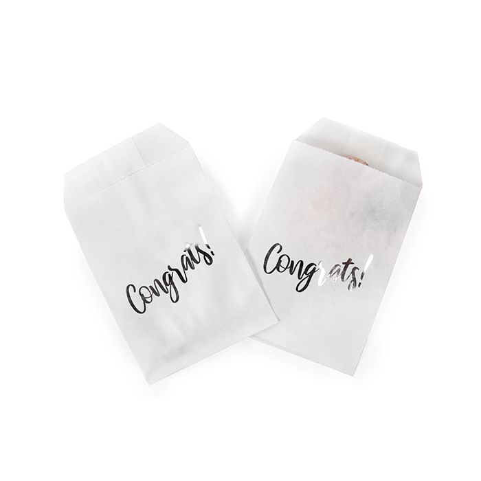Paper Bags White with Silver Congrats 7,6x12,7 cm - 100 pieces