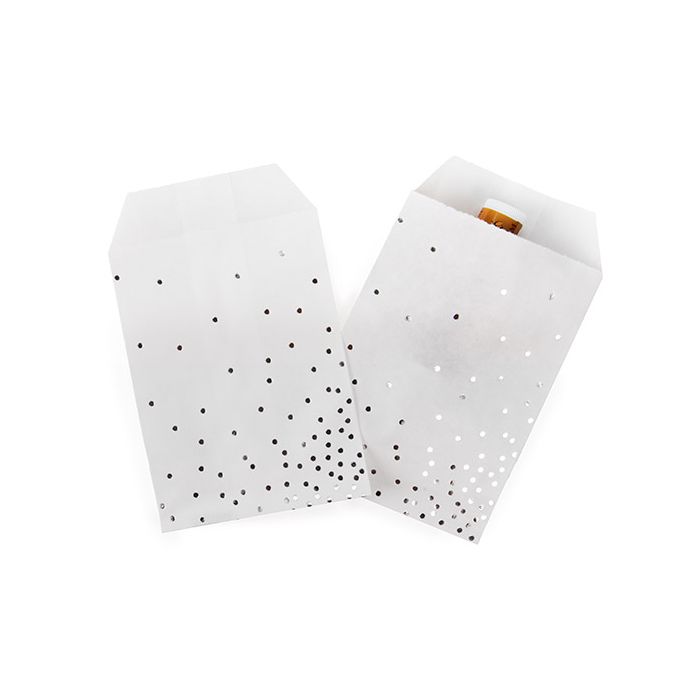 Paper Bags White with Silver Dots 7,6x12,7 cm - 100 pieces