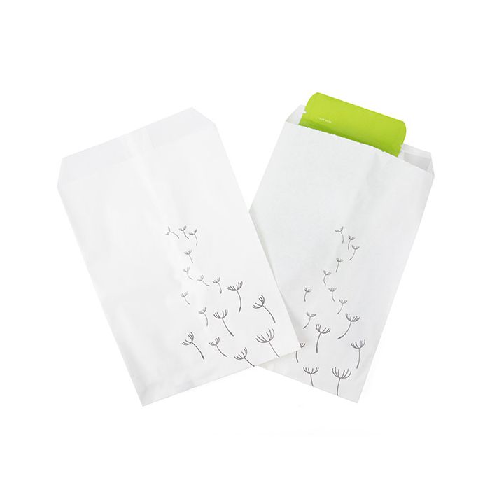 Paper Bags White with Grey Dandelions 12,7x20,3 cm - 100 pieces