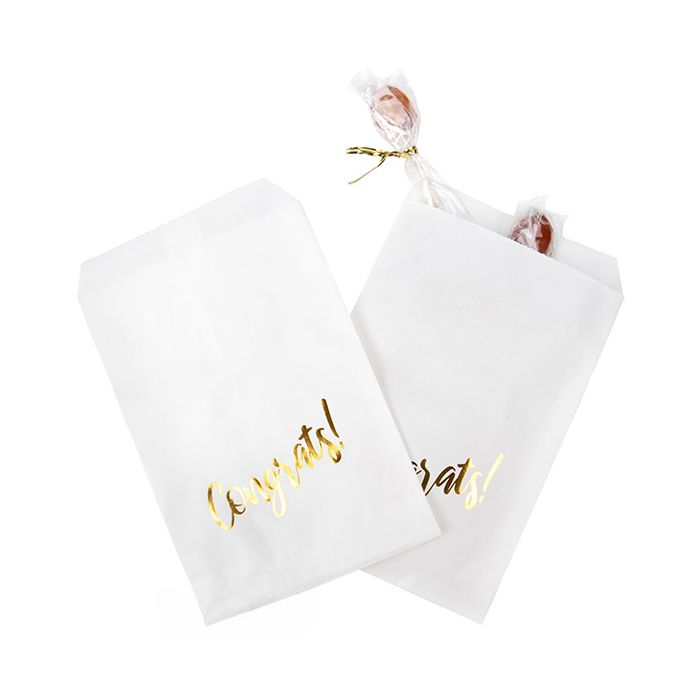 Paper Bags White with Gold Congrats 12,7x20,3 cm - 100 pieces