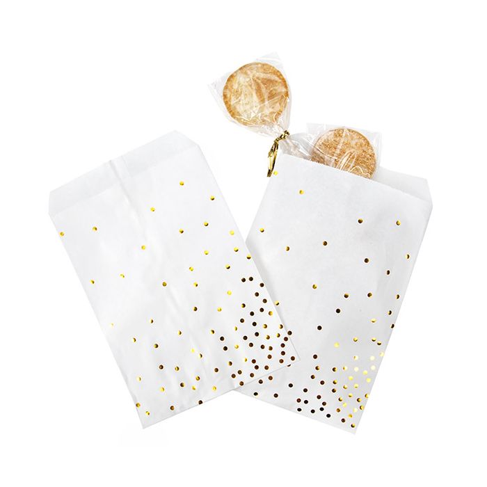 Paper Bags White with Gold Dots 12,7x20,3 cm - 100 pieces