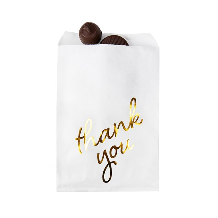 Paper Bags White with Gold Thank You 12,7x20,3 cm - 100 pieces