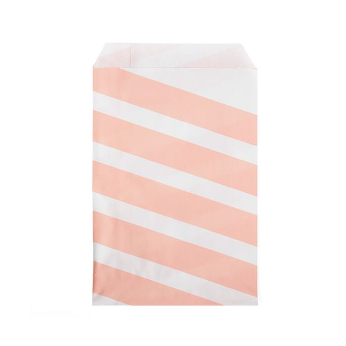 Paper Bags White with Pink Stripes 127x203 mm