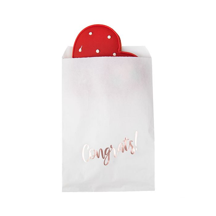 Paper Bags White with Rose Gold Congrats 12,7x20,3 cm - 100 pieces