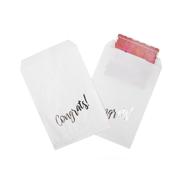 Paper Bags White with Silver Congrats 12,7x20,3 cm - 100 pieces