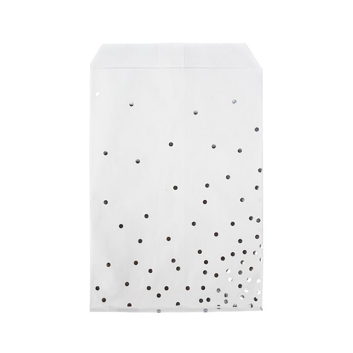 Paper Bags White with Silver Dots 127x203 mm