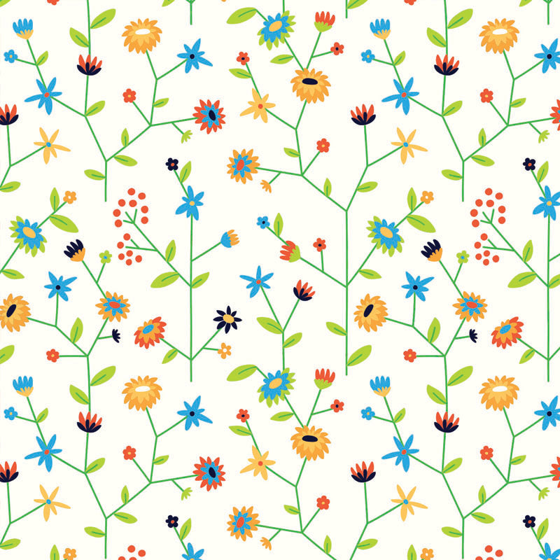 Wrapping paper of grass on a roll Flowers 30cm wide (1 pc.) [FP