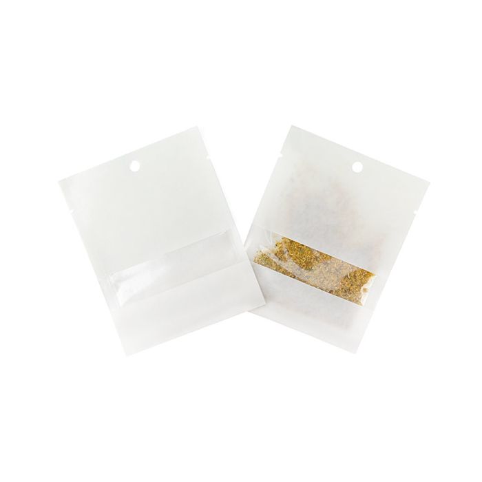 Kraft Bags White Eco-fiendly 7,6x10,2 cm Sealable With Window - 100 pieces