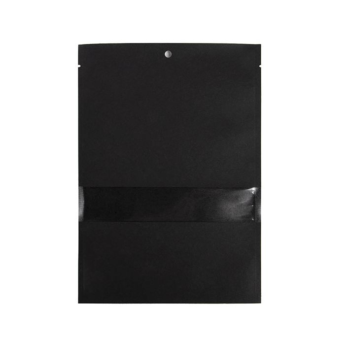 Sachet kraft noir écologique 15,2x22,9 cm Scellable avec fenêtre - 100 pièces