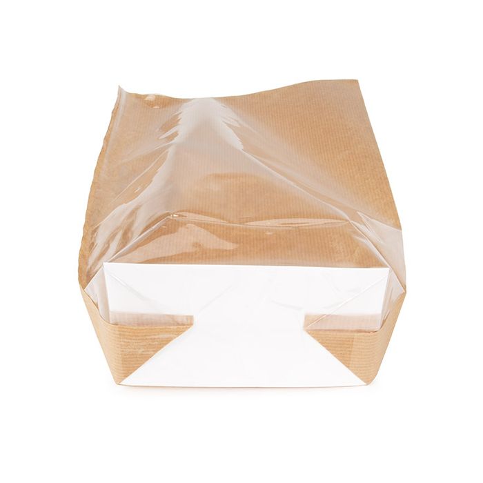 Kraft Block Bottom Bags w/ Paper Insert 12.7x7.6x30.5 cm - 100 Pieces