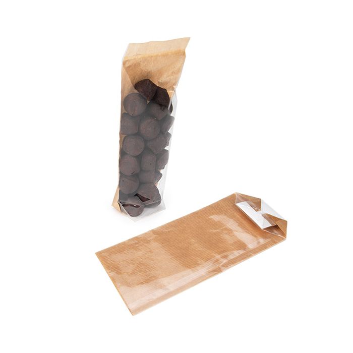 Sachet kraft à fond plat avec un insert papier 5.1x4.4x21.6 cm - 100 Pieces