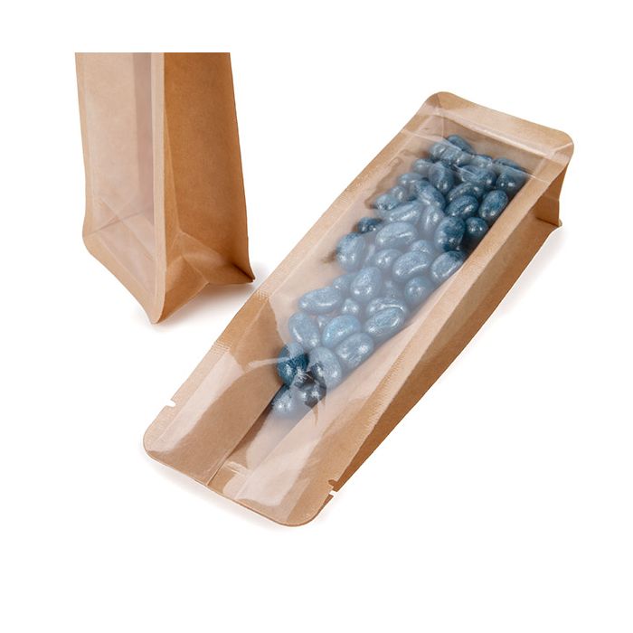 Sachet kraft et plastique à fond plat 6x5.1x19.1 cm - 100 pieces